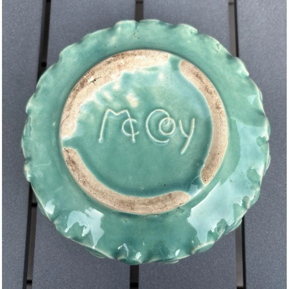 Vintage McCoy pottery ceramic wave design bulb succulent planter green turquoise